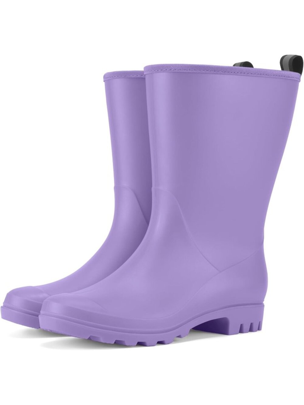 Women's Purple Seamless Matte Surface Waterproof PVC Wide Calf Rain Rubber Boots